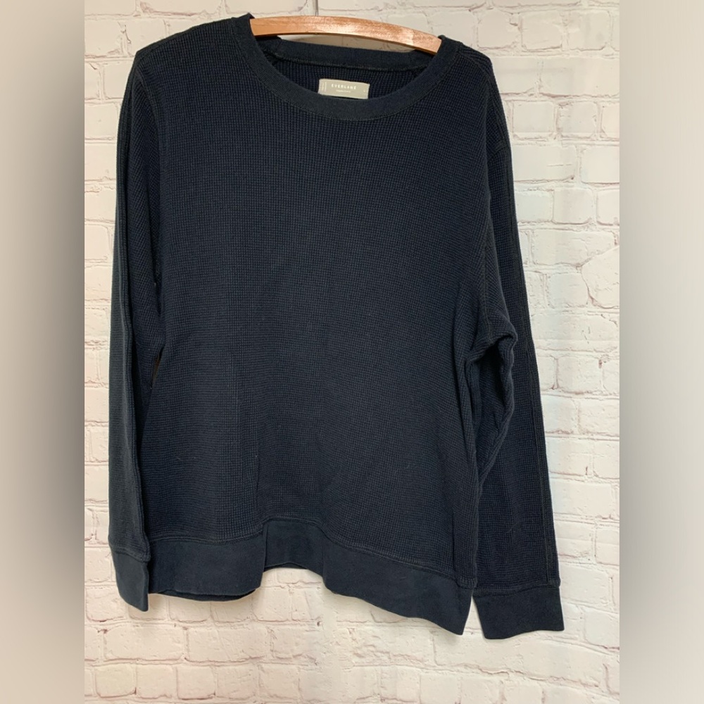 Everlane Organic Cotton Waffle Thermal Henley Crew Shirt Size L